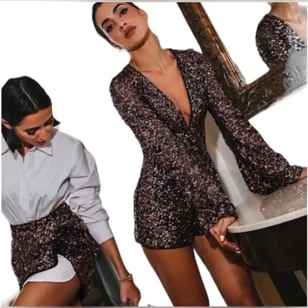 Camila Coelho Yarah Romper in Metallic Mauve - Picture 6 of 6